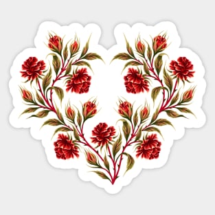 Roses - Red / Light Green Sticker